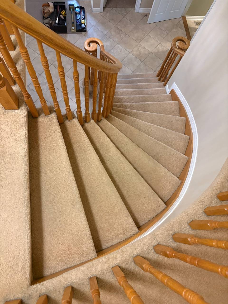 Open Staircase Carpet Installation Project in Kanata